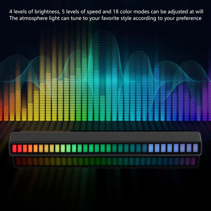 RGB Light Bar Voice Control Ambient Light Music Atmosphere Lamp USB for Car Home StudioBlack V1294-YM0523-3117210202611