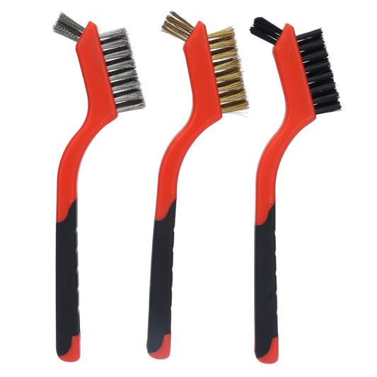 Wire Brush Set Brass Stainless Steel Bristles with Curved Handle Grip for Kitchen Gas Stove Range Hood V1294-YM0523-3117210202711