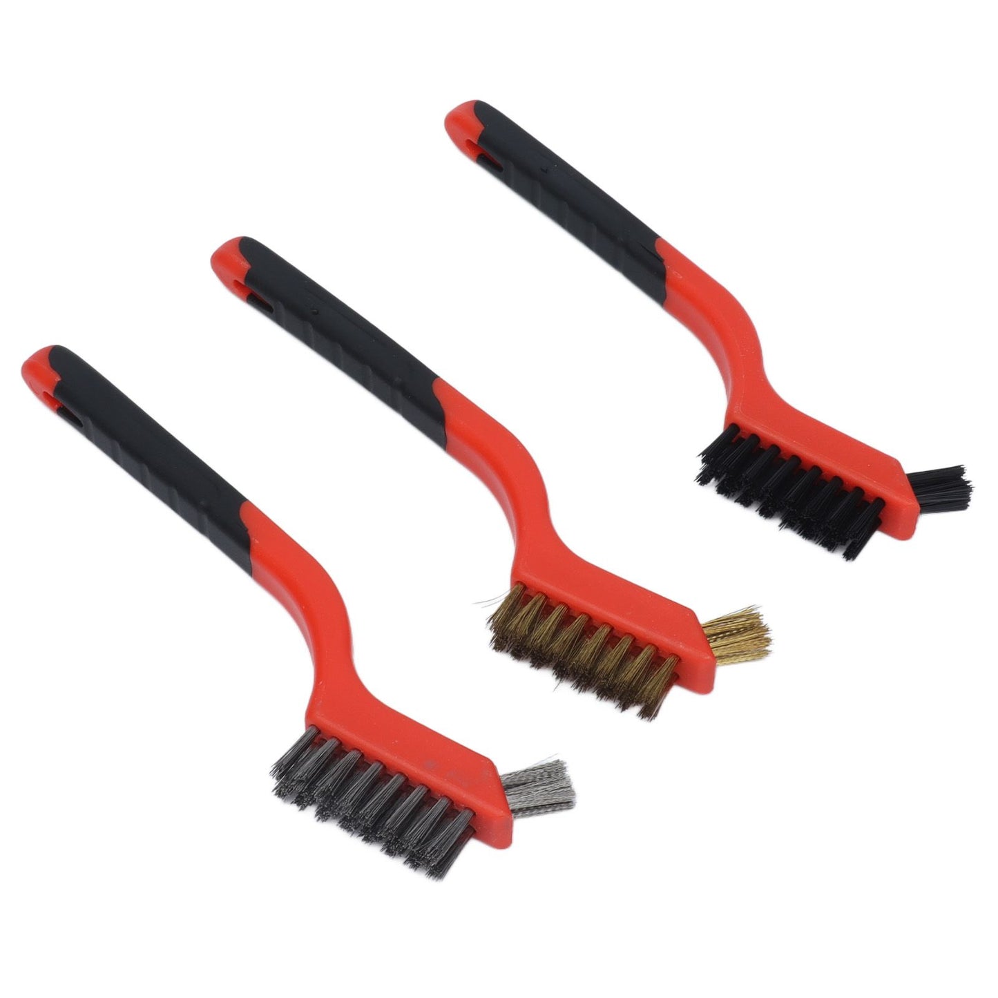 Wire Brush Set Brass Stainless Steel Bristles with Curved Handle Grip for Kitchen Gas Stove Range Hood V1294-YM0523-3117210202711