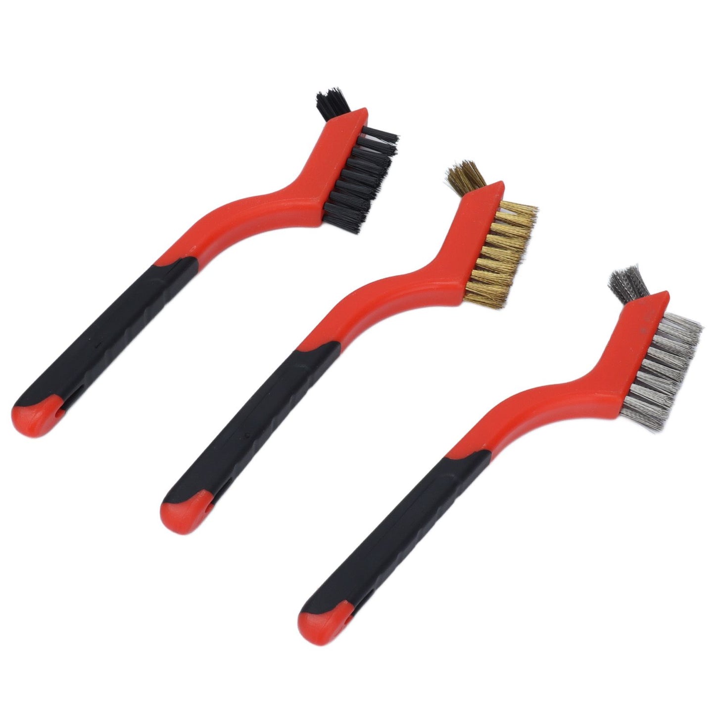 Wire Brush Set Brass Stainless Steel Bristles with Curved Handle Grip for Kitchen Gas Stove Range Hood V1294-YM0523-3117210202711