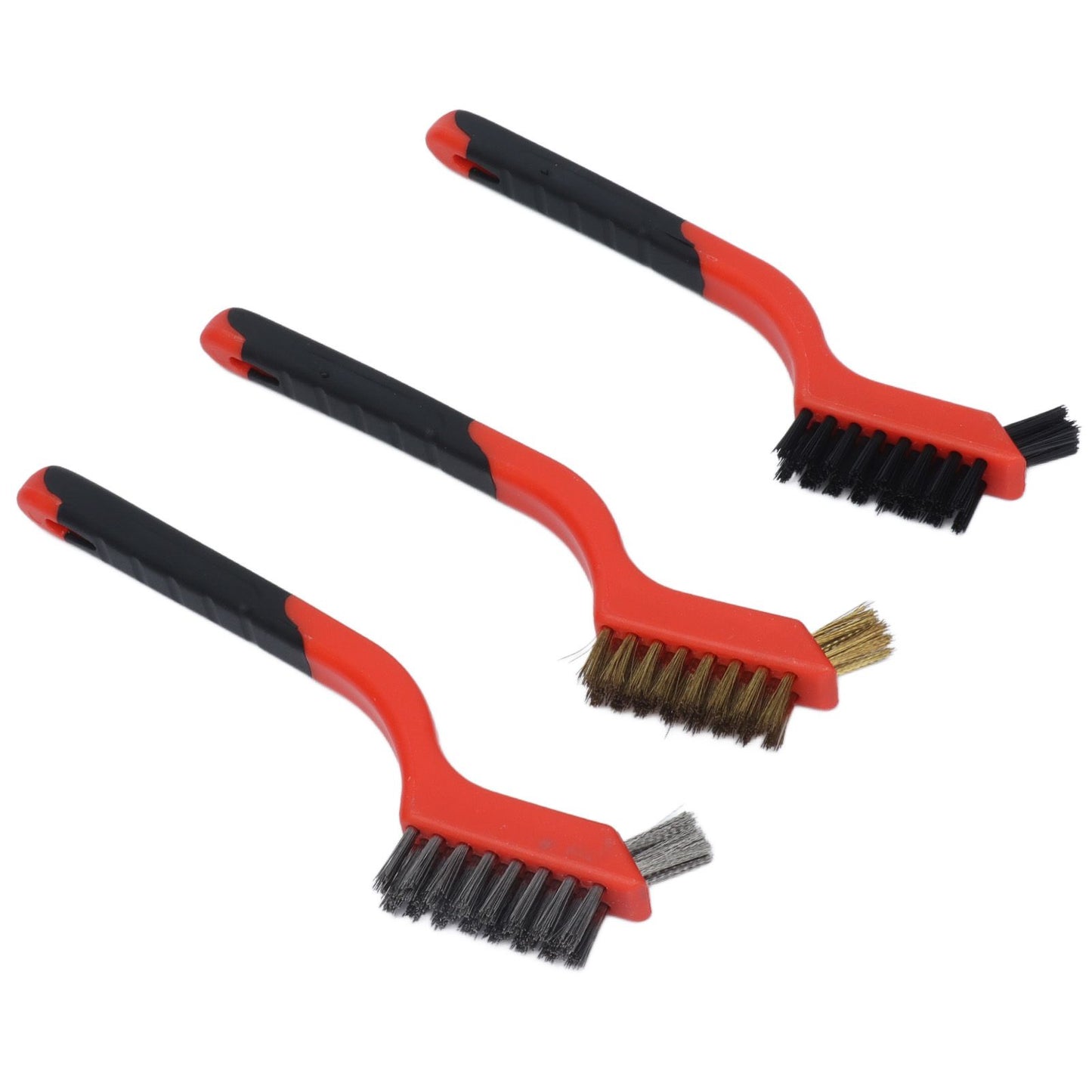 Wire Brush Set Brass Stainless Steel Bristles with Curved Handle Grip for Kitchen Gas Stove Range Hood V1294-YM0523-3117210202711