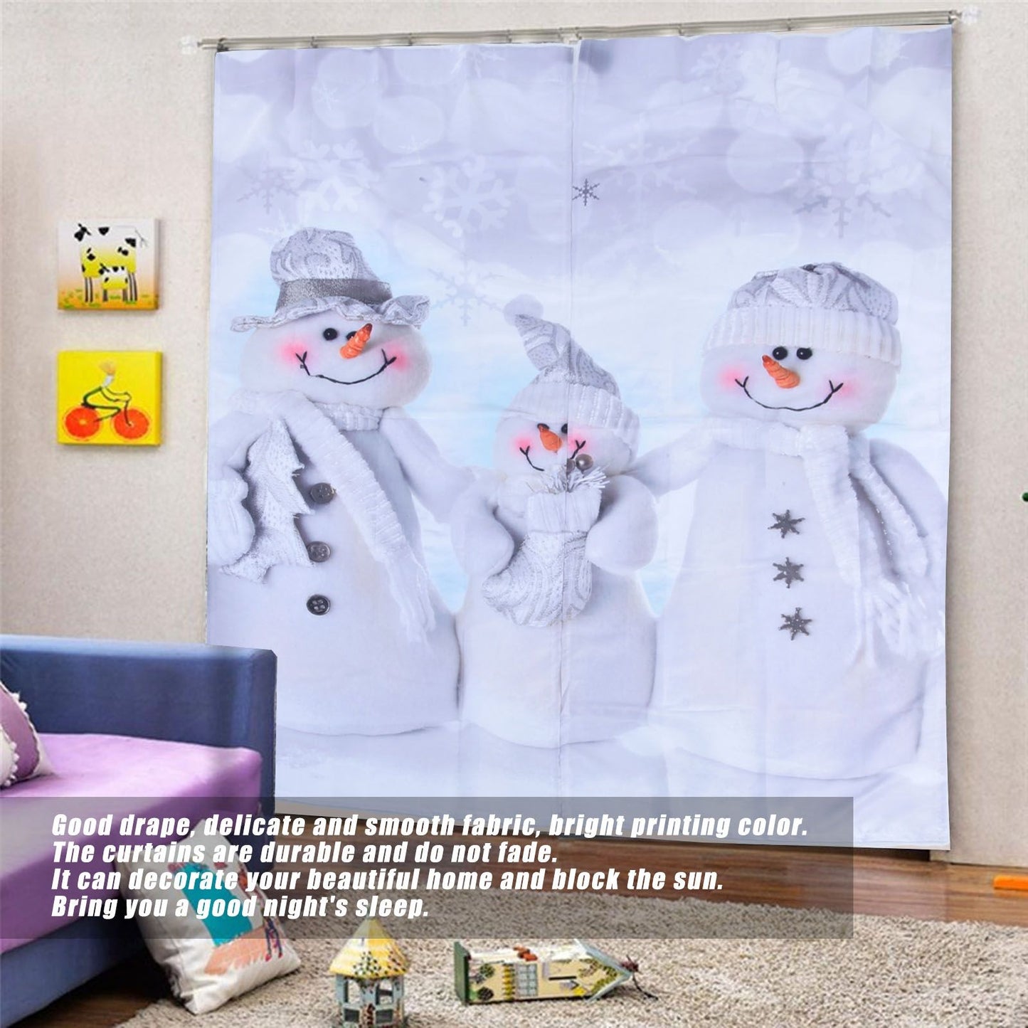 Christmas Curtain Personalized 3D Digital Printing Window Drapes Shower Curtain Blackout Waterproof V1294-YM0523-3117210202811