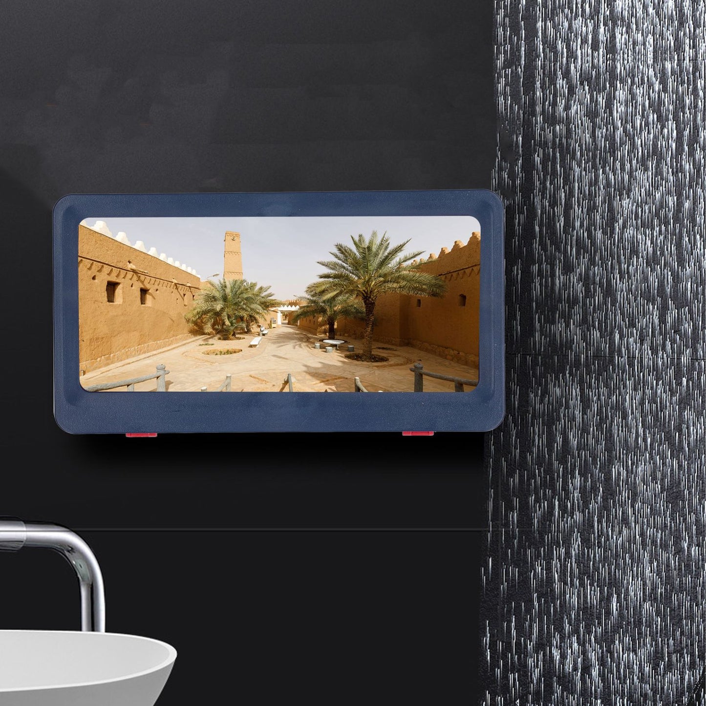 Shower Phone Tablet Holder Waterproof Touch Screen Wall Mount Storage Box Shower Case for Home BathroomBlue V1294-YM0523-3117210205512