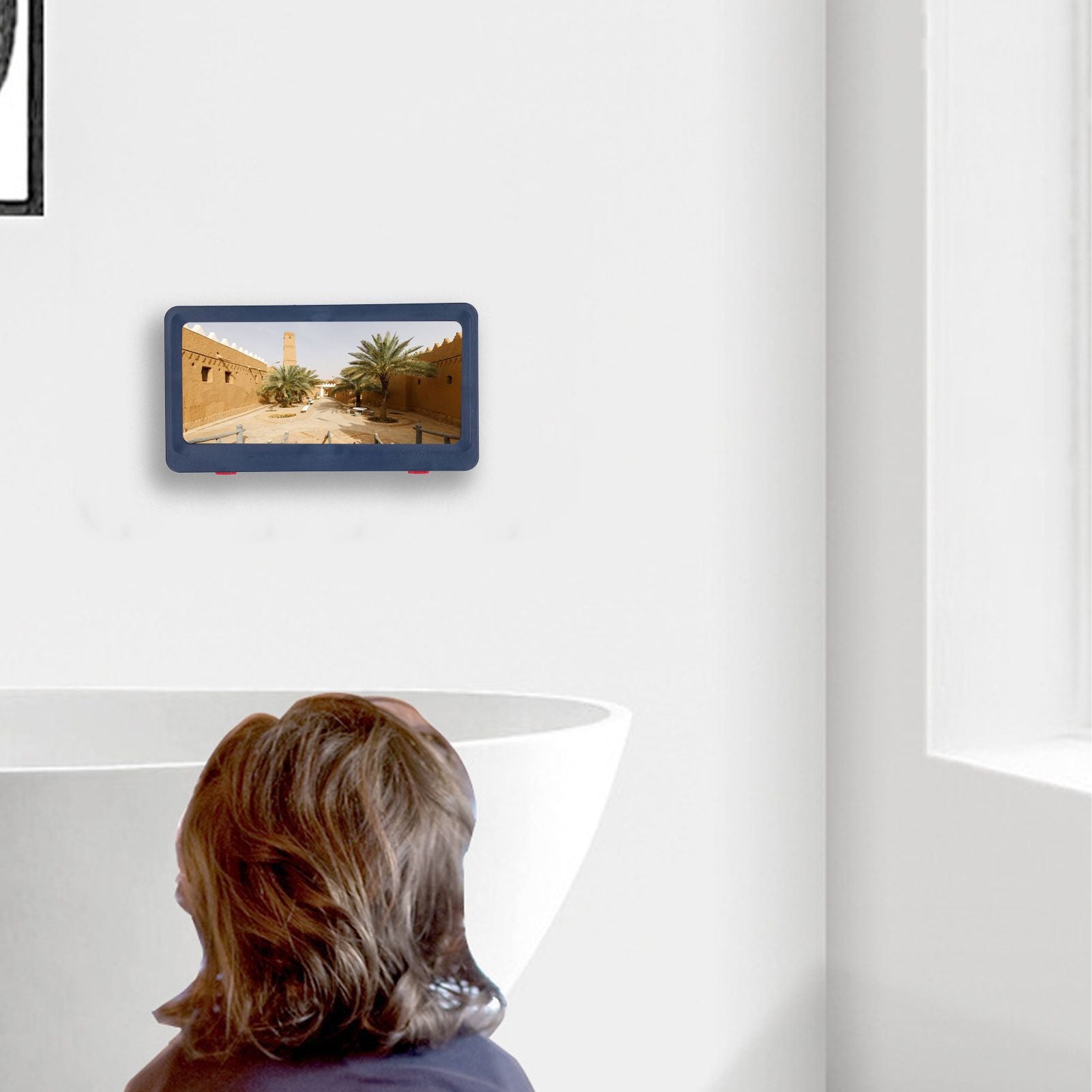 Shower Phone Tablet Holder Waterproof Touch Screen Wall Mount Storage Box Shower Case for Home BathroomBlue V1294-YM0523-3117210205512