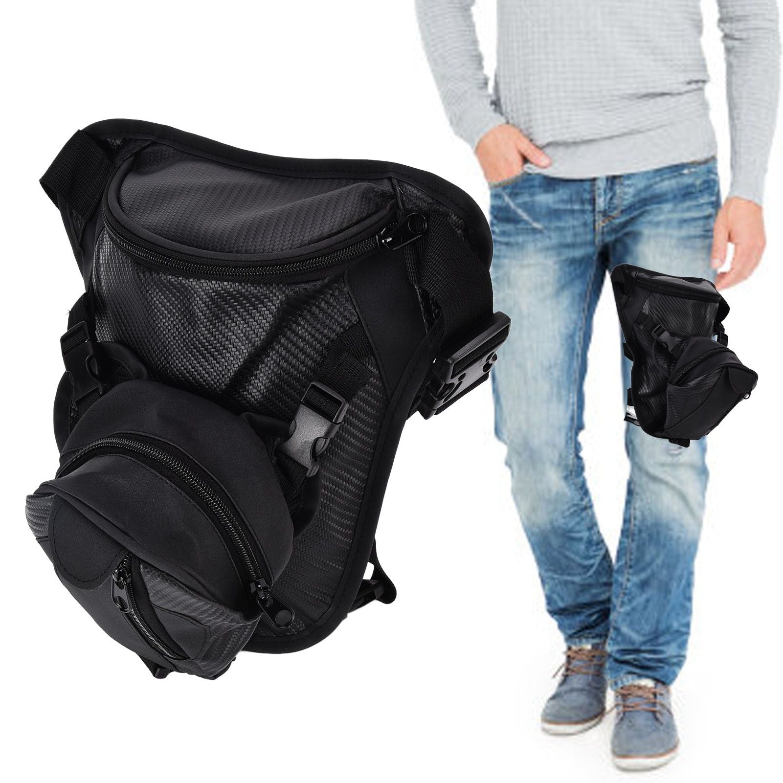 Men Leather Thigh Bag Multifunctional Drop Leg Bag Thigh Satchel for Bicycle Travel Hiking V1294-YM0523-3117210206211
