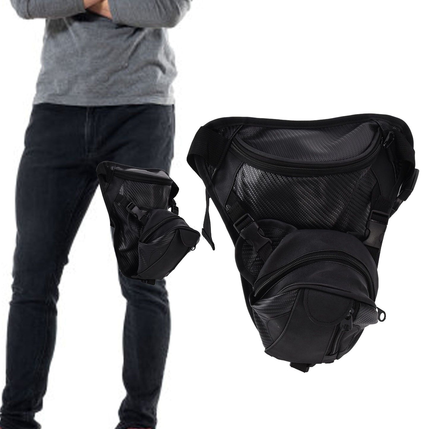 Men Leather Thigh Bag Multifunctional Drop Leg Bag Thigh Satchel for Bicycle Travel Hiking V1294-YM0523-3117210206211