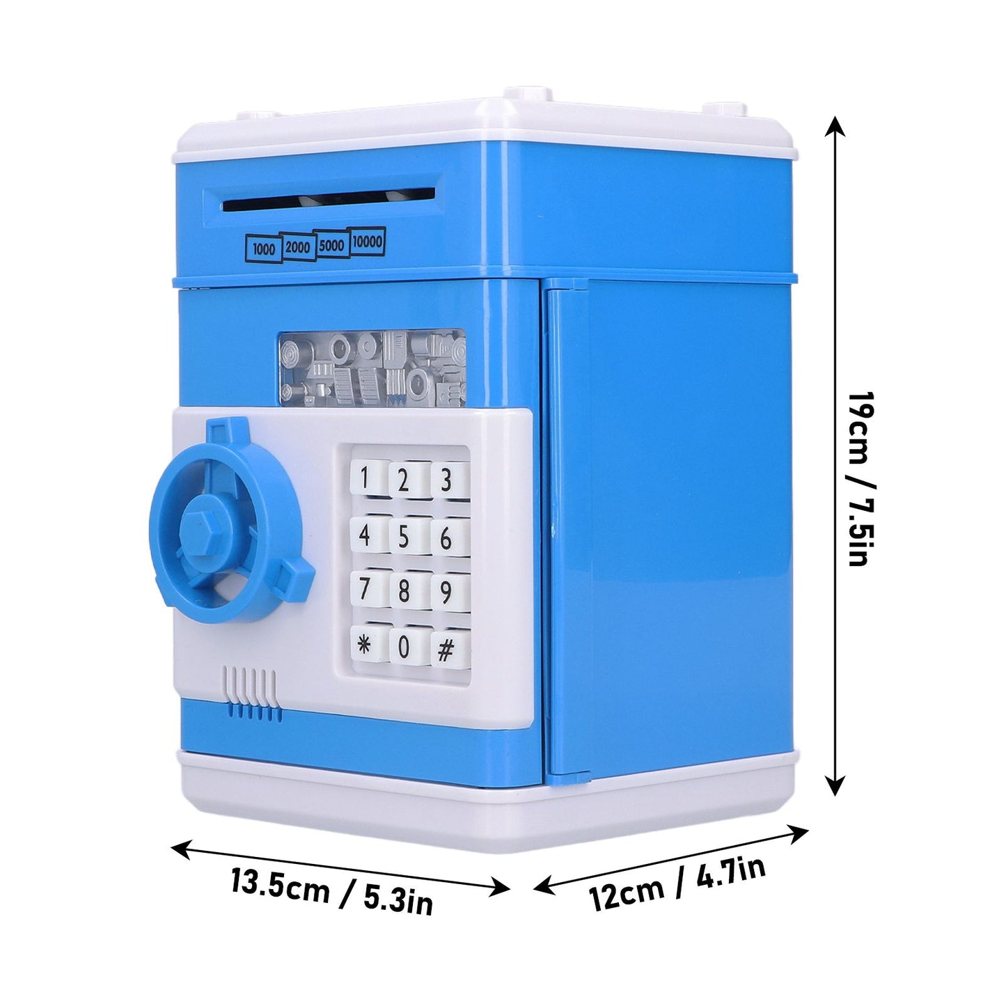 Electronic Money Saving Box ATM Password Cash Money Bank Security Lock Box for Children KidBlue V1294-YM0523-3117210207211