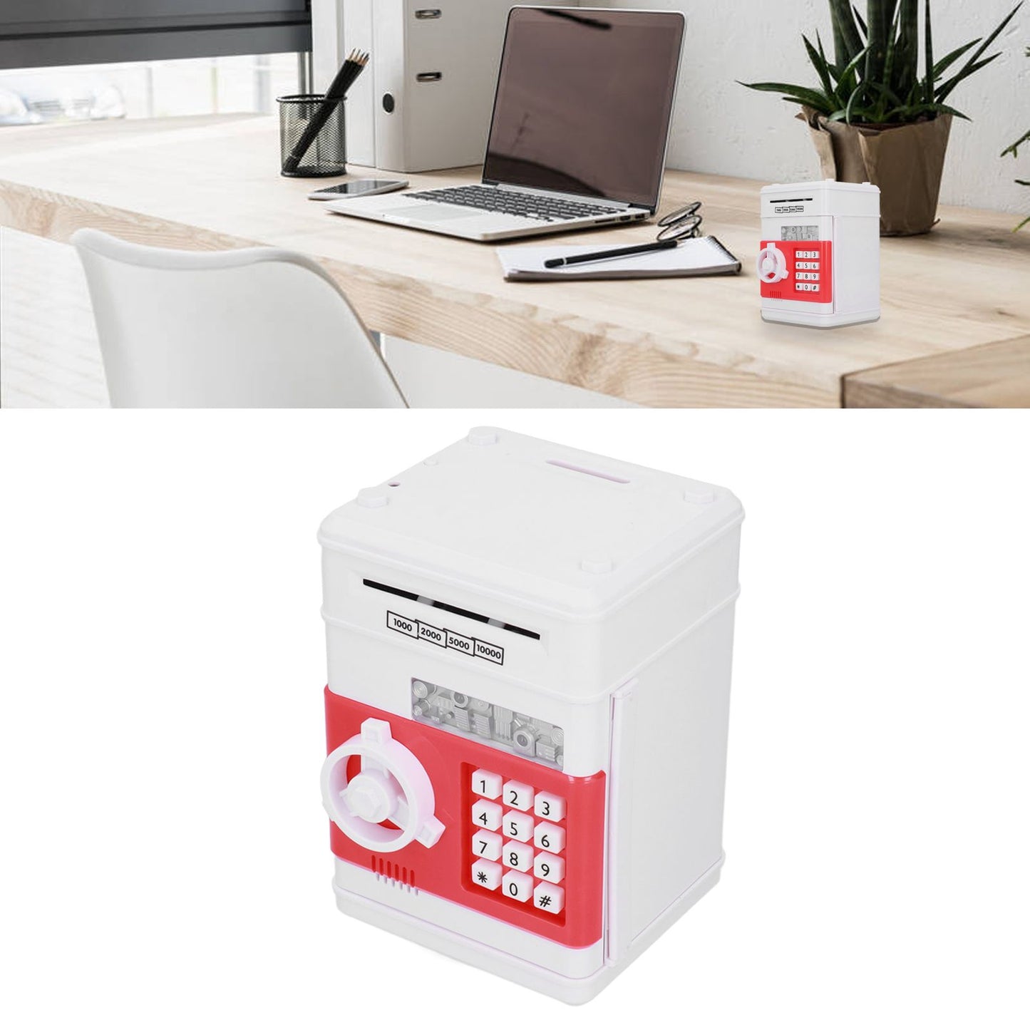 Electronic Money Saving Box ATM Password Cash Money Bank Security Lock Box for Children KidRed V1294-YM0523-3117210207212