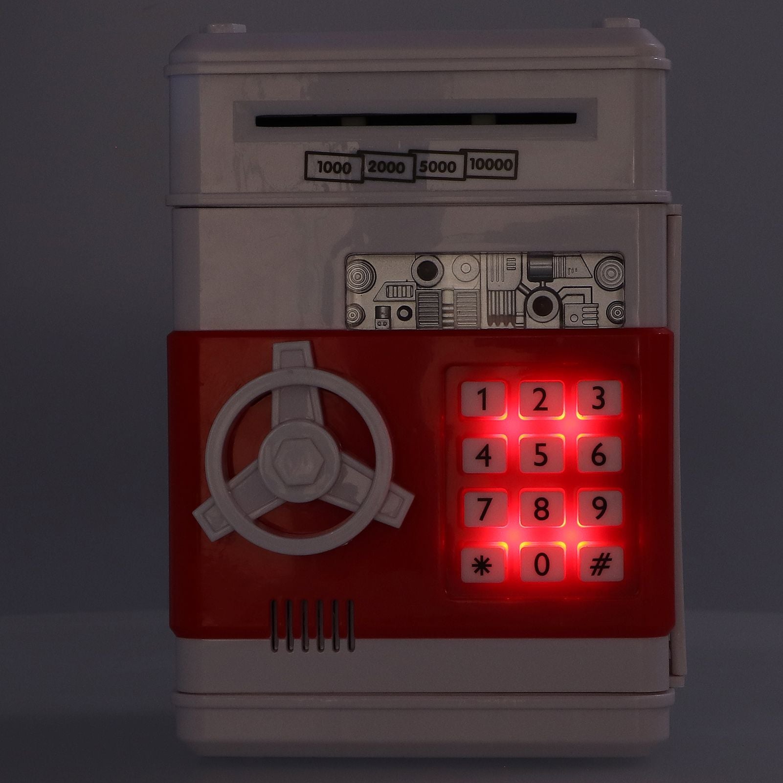 Electronic Money Saving Box ATM Password Cash Money Bank Security Lock Box for Children KidRed V1294-YM0523-3117210207212