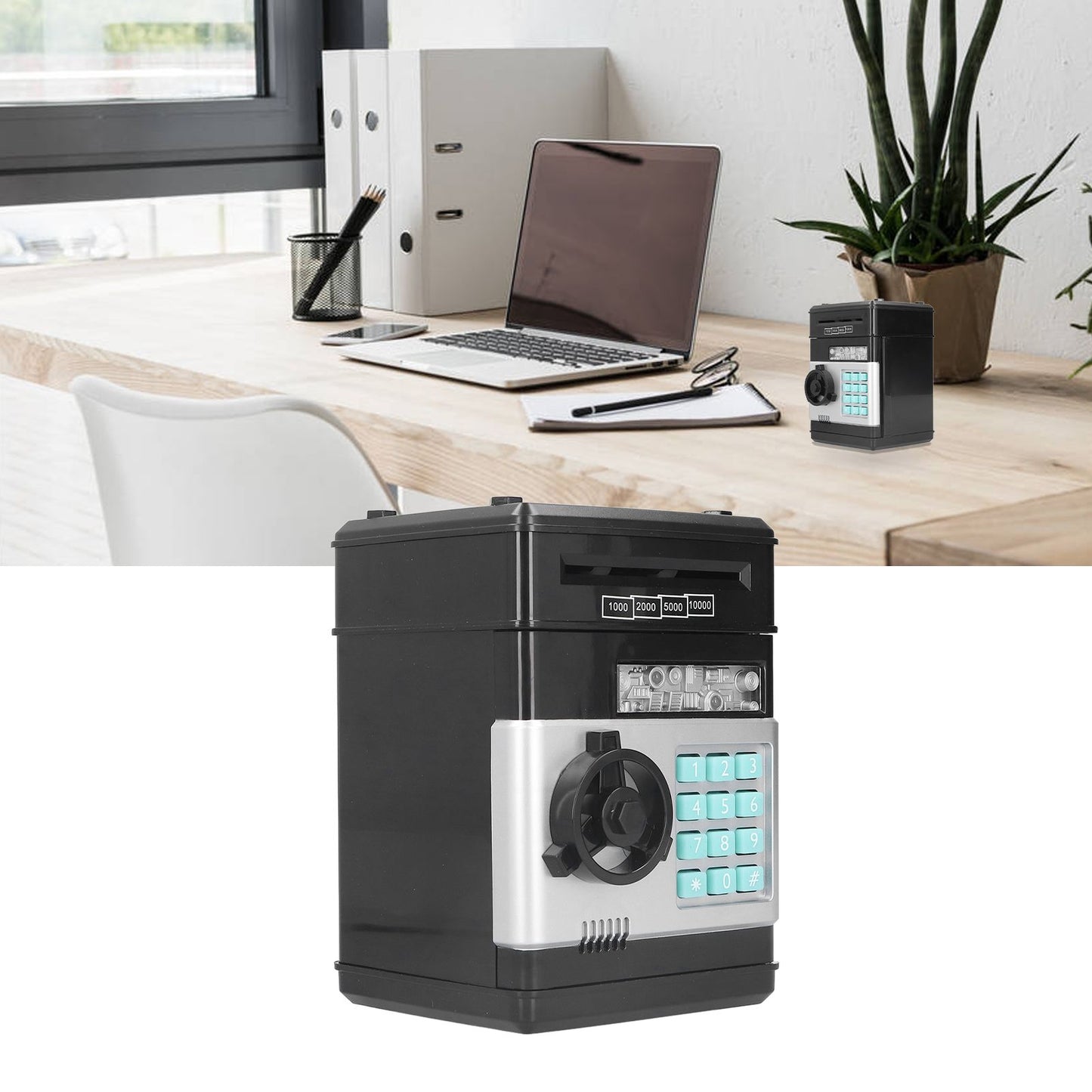 Electronic ATM Saving Box Cash Coins Save Banks Piggy Bank Can Auto Scroll Paper Money V1294-YM0523-3117210207311