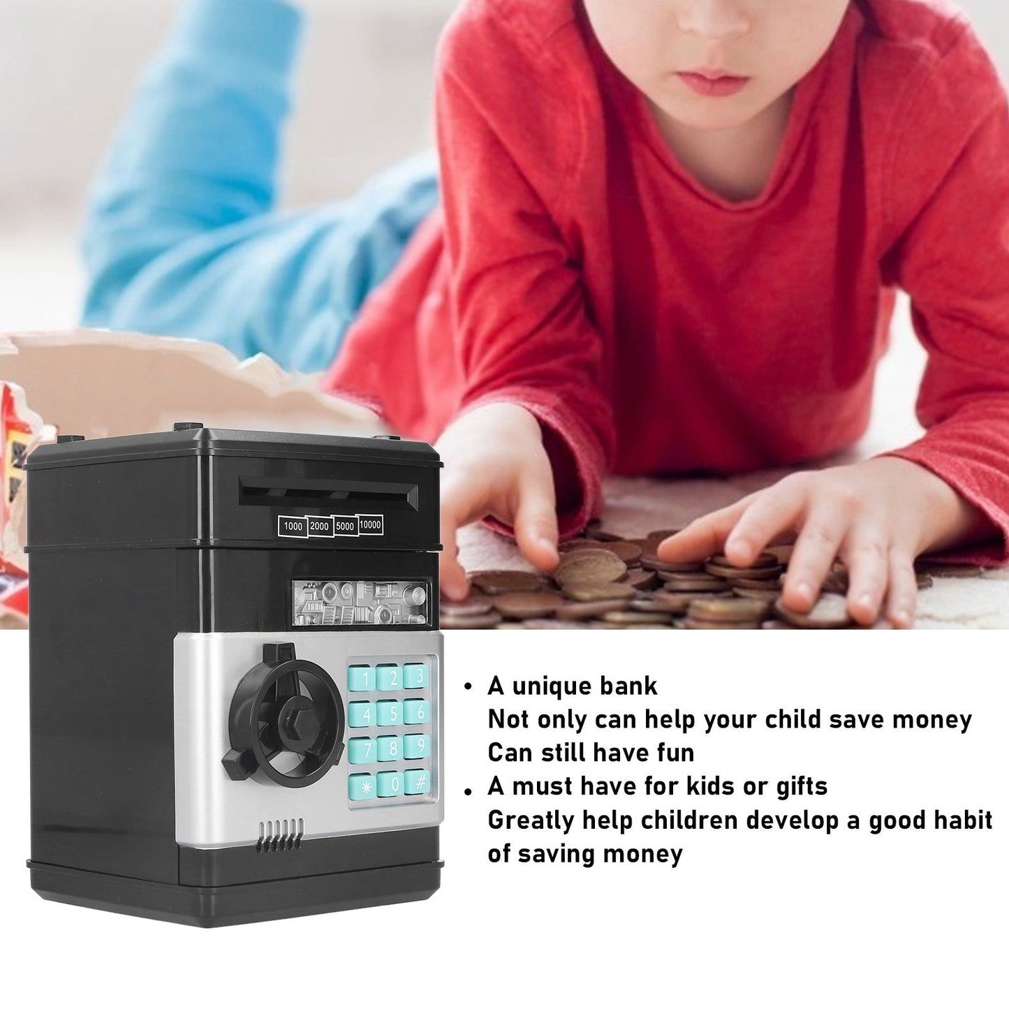 Electronic ATM Saving Box Cash Coins Save Banks Piggy Bank Can Auto Scroll Paper Money V1294-YM0523-3117210207311