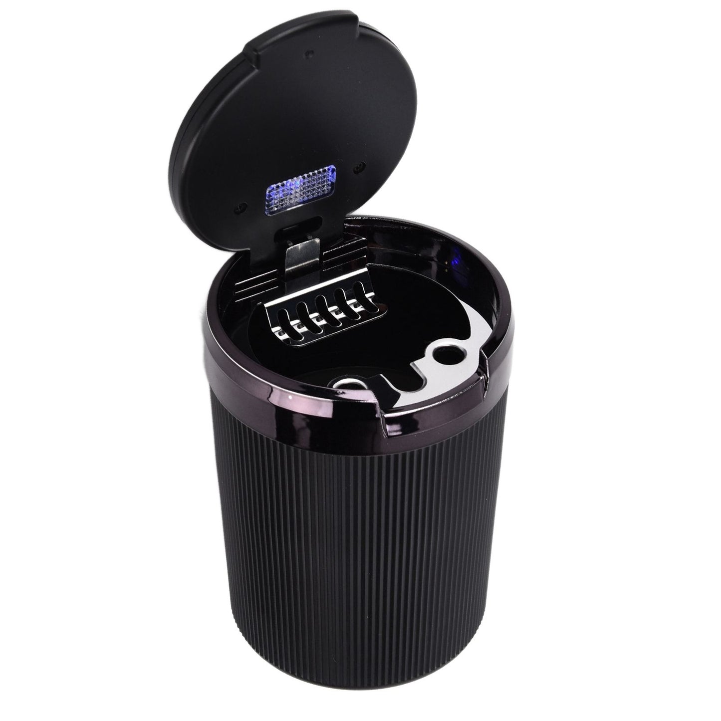 LED Car Ashtray with Lid 3W Portable Automobile Ashtray Car Cigarette Ashtray for Home OfficeBlack V1294-YM0523-3117210209211