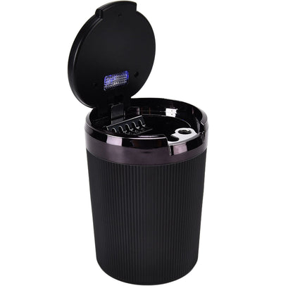 LED Car Ashtray with Lid 3W Portable Automobile Ashtray Car Cigarette Ashtray for Home OfficeBlack V1294-YM0523-3117210209211