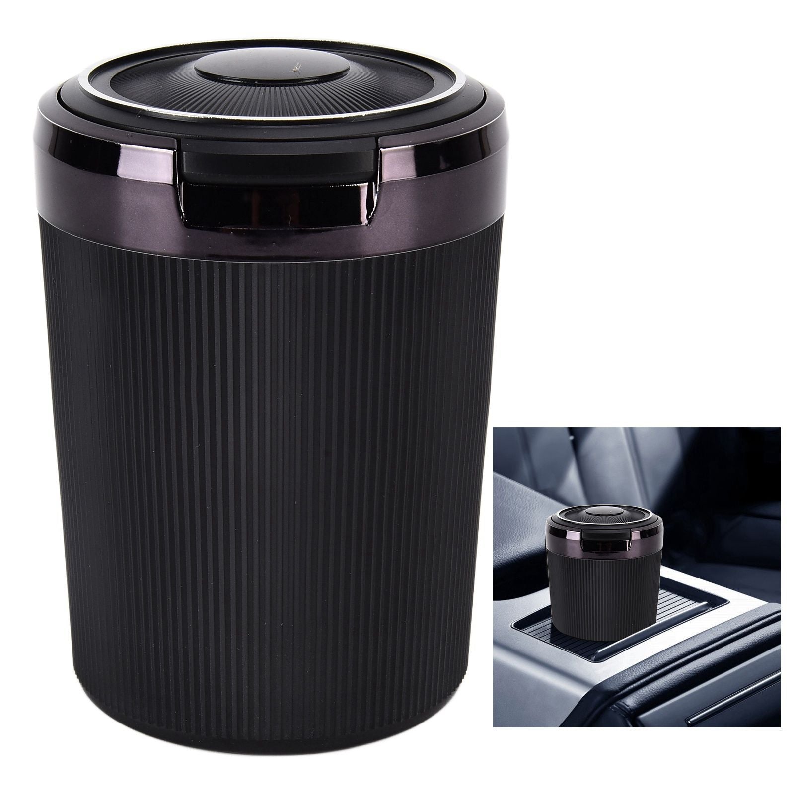LED Car Ashtray with Lid 3W Portable Automobile Ashtray Car Cigarette Ashtray for Home OfficeBlack V1294-YM0523-3117210209211