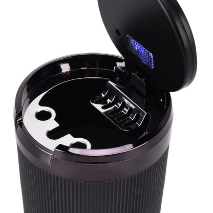 LED Car Ashtray with Lid 3W Portable Automobile Ashtray Car Cigarette Ashtray for Home OfficeBlack V1294-YM0523-3117210209211