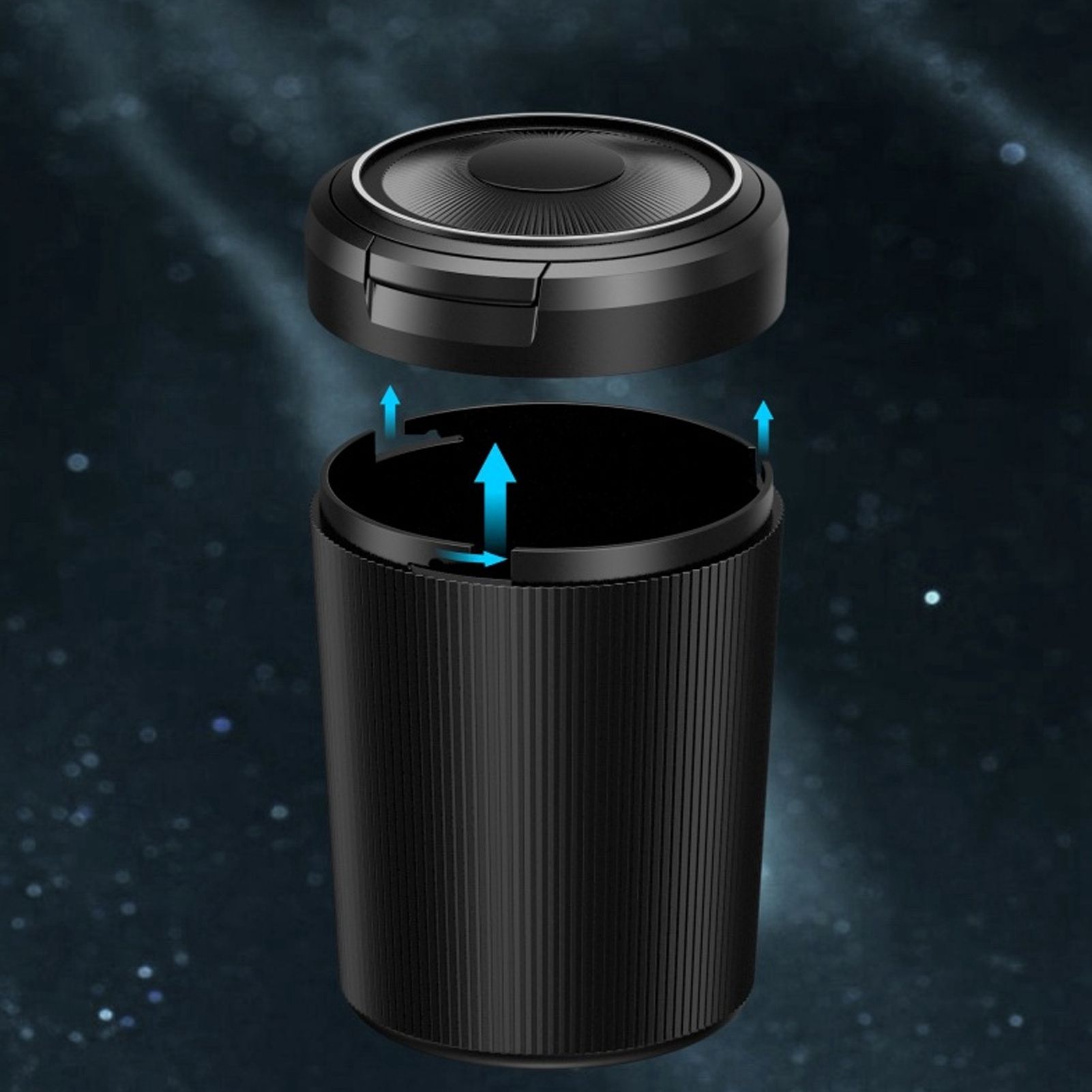 LED Car Ashtray with Lid 3W Portable Automobile Ashtray Car Cigarette Ashtray for Home OfficeBlack V1294-YM0523-3117210209211