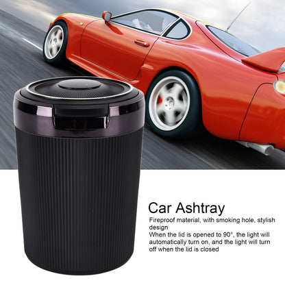 LED Car Ashtray with Lid 3W Portable Automobile Ashtray Car Cigarette Ashtray for Home OfficeBlack V1294-YM0523-3117210209211
