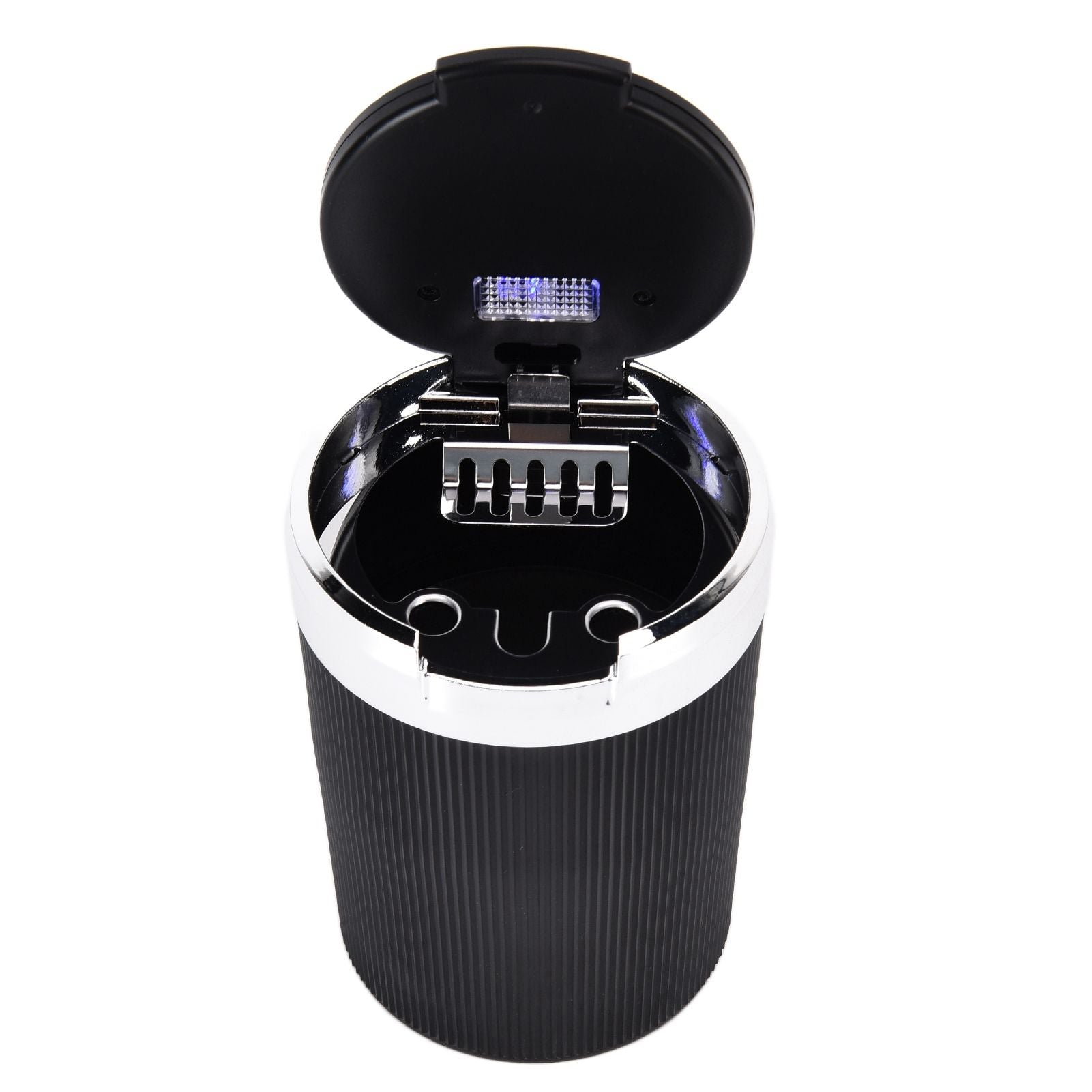 LED Car Ashtray with Lid 3W Portable Automobile Ashtray Car Cigarette Ashtray for Home OfficeSilver V1294-YM0523-3117210209212