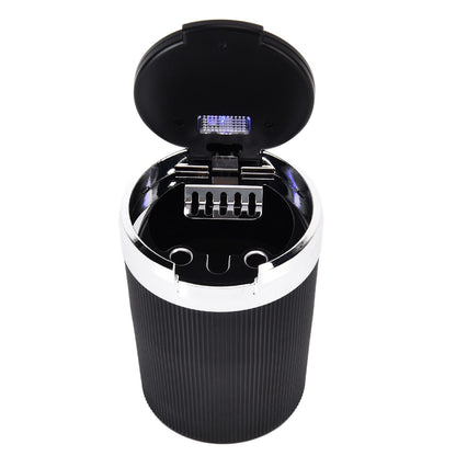 LED Car Ashtray with Lid 3W Portable Automobile Ashtray Car Cigarette Ashtray for Home OfficeSilver V1294-YM0523-3117210209212