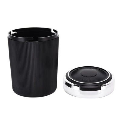 LED Car Ashtray with Lid 3W Portable Automobile Ashtray Car Cigarette Ashtray for Home OfficeSilver V1294-YM0523-3117210209212