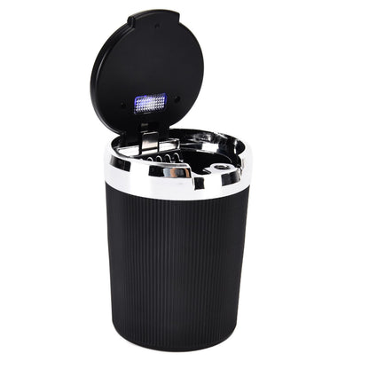 LED Car Ashtray with Lid 3W Portable Automobile Ashtray Car Cigarette Ashtray for Home OfficeSilver V1294-YM0523-3117210209212