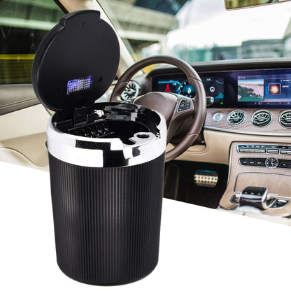 LED Car Ashtray with Lid 3W Portable Automobile Ashtray Car Cigarette Ashtray for Home OfficeSilver V1294-YM0523-3117210209212