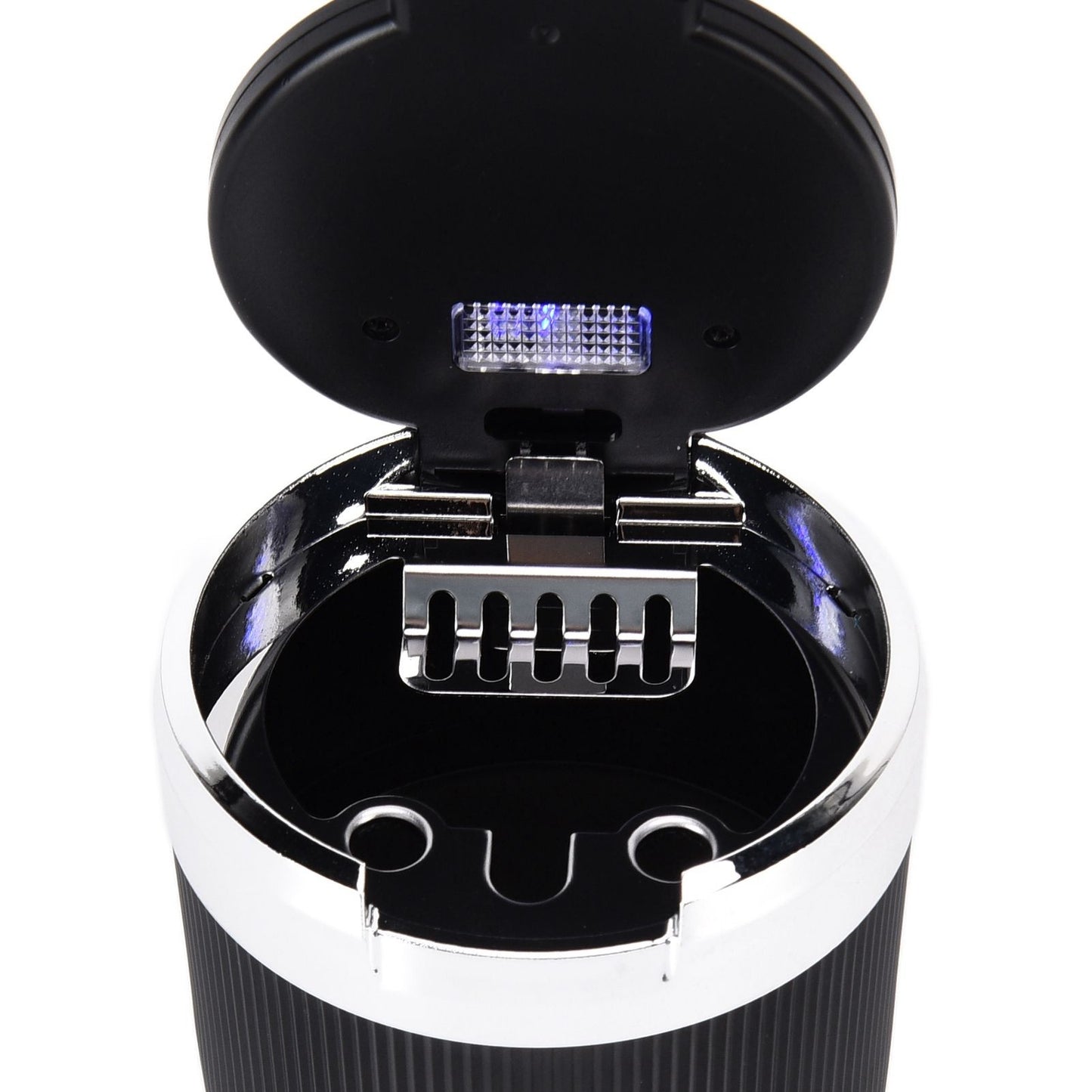 LED Car Ashtray with Lid 3W Portable Automobile Ashtray Car Cigarette Ashtray for Home OfficeSilver V1294-YM0523-3117210209212