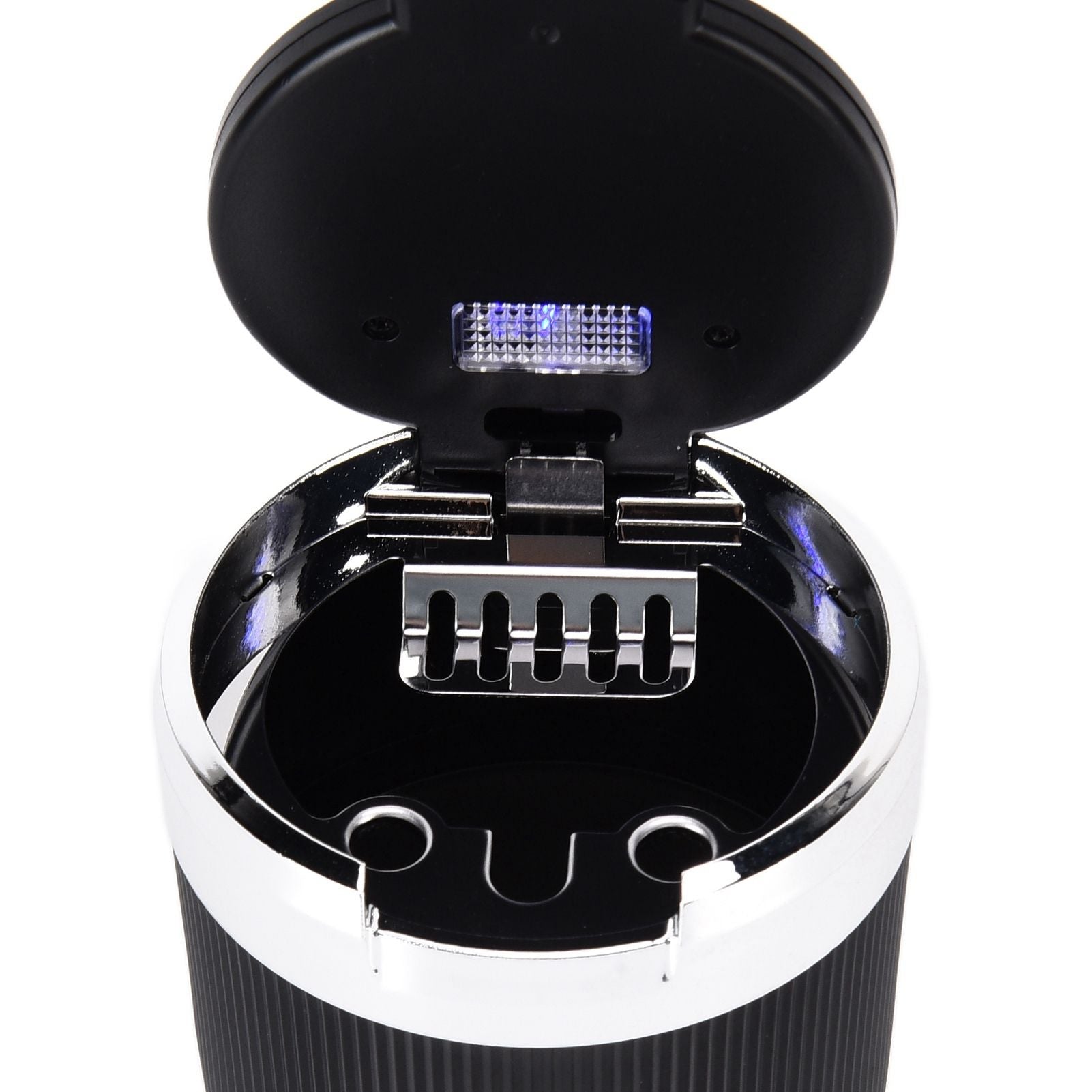 LED Car Ashtray with Lid 3W Portable Automobile Ashtray Car Cigarette Ashtray for Home OfficeSilver V1294-YM0523-3117210209212