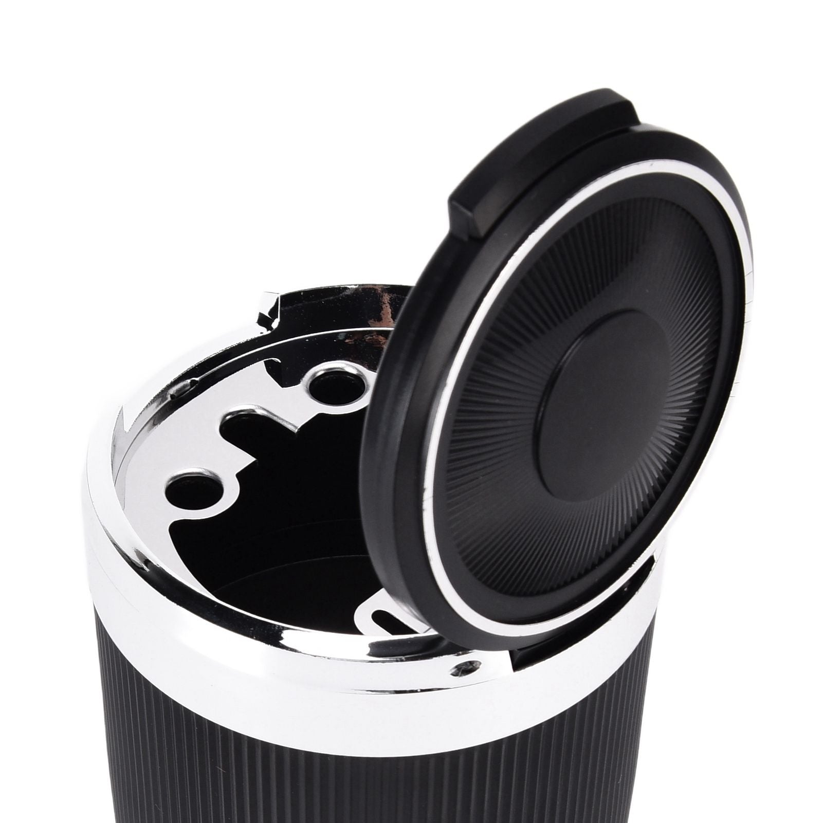 LED Car Ashtray with Lid 3W Portable Automobile Ashtray Car Cigarette Ashtray for Home OfficeSilver V1294-YM0523-3117210209212