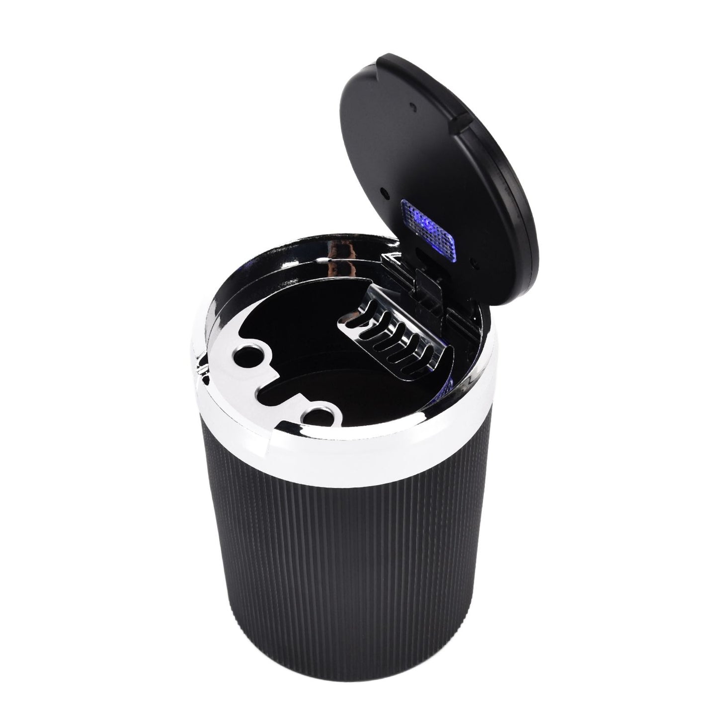 LED Car Ashtray with Lid 3W Portable Automobile Ashtray Car Cigarette Ashtray for Home OfficeSilver V1294-YM0523-3117210209212