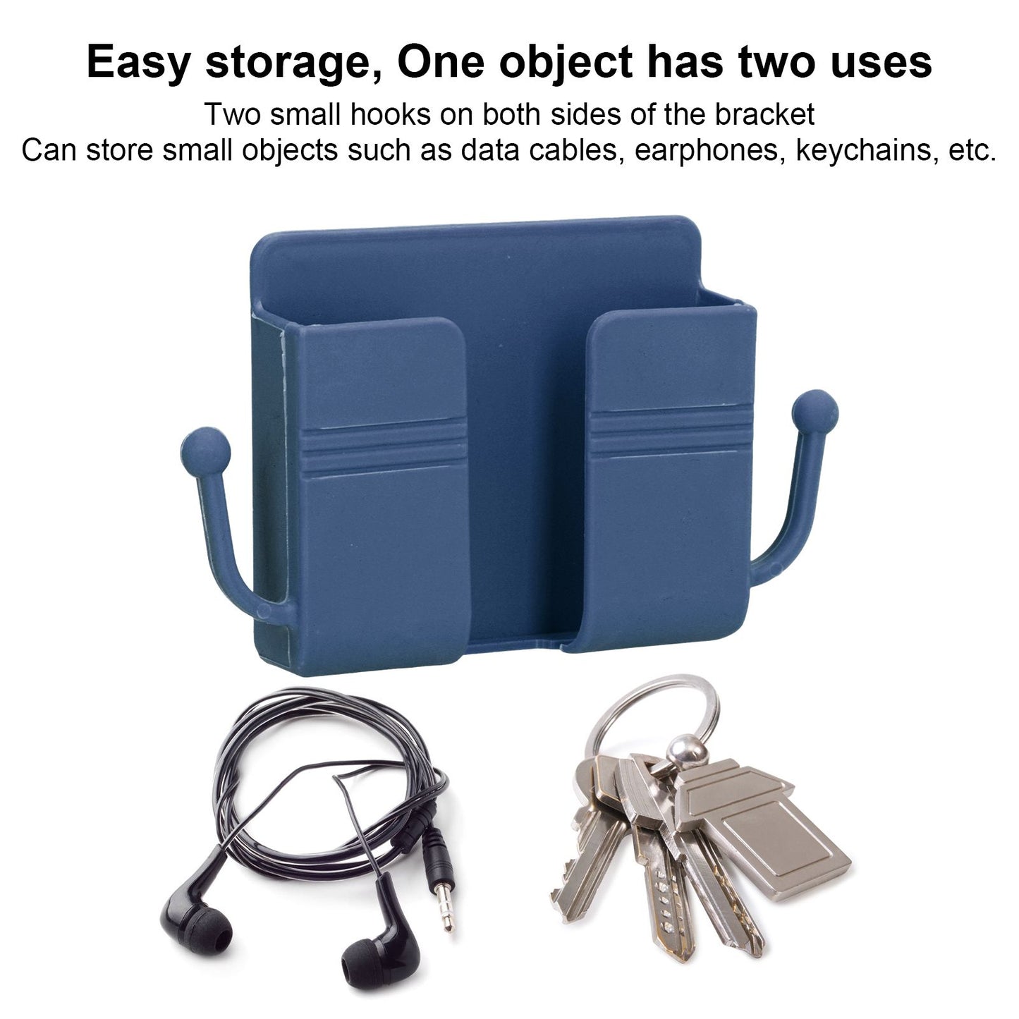 Wall Mounted Storage Box Multifunctional Phone Charging Wall Mount Holder for Bed Bathroom Kitchen OfficeBlue V1294-YM0523-3117210209312