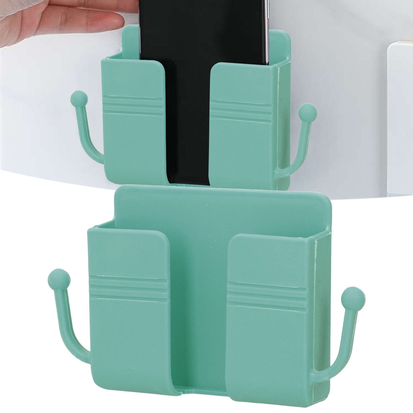 Wall Mounted Storage Box Multifunctional Phone Charging Wall Mount Holder for Bed Bathroom Kitchen OfficeGreen V1294-YM0523-3117210209313