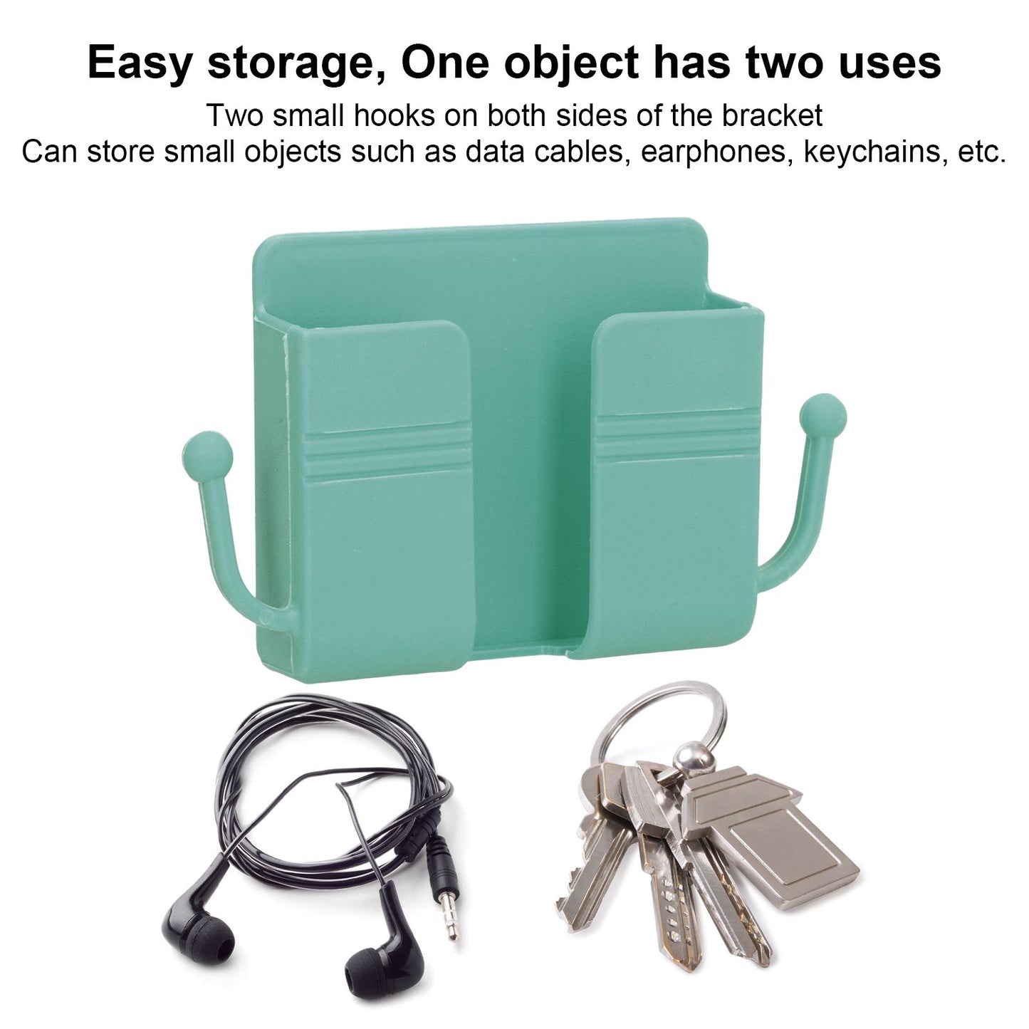 Wall Mounted Storage Box Multifunctional Phone Charging Wall Mount Holder for Bed Bathroom Kitchen OfficeGreen V1294-YM0523-3117210209313