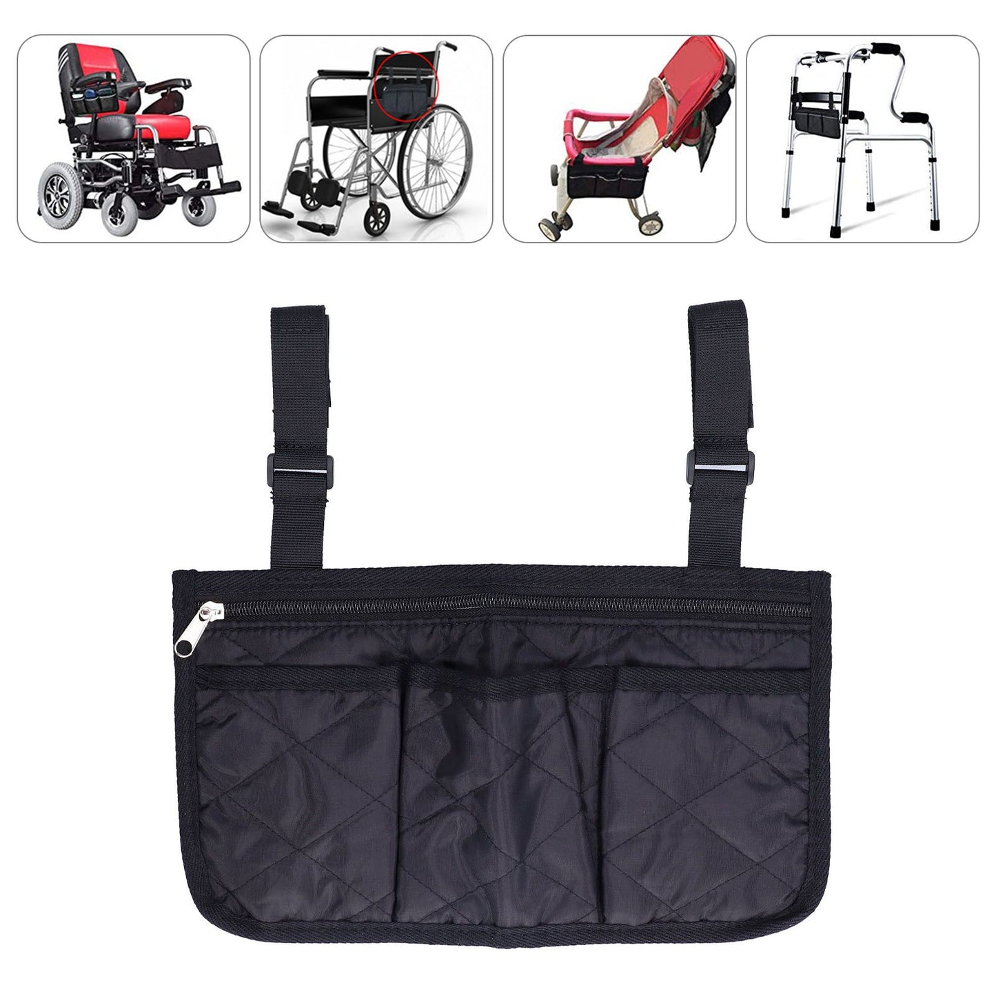 Wheelchair Side Bags Large Capacity Beautiful Practical Armrest Side Storage Bag for Mobile Scooters Strollers V1294-YM0523-3117210209511