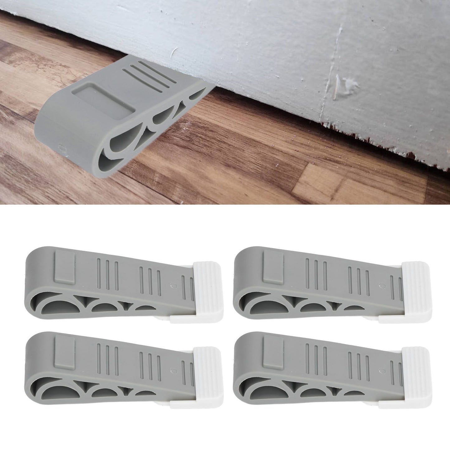4PCS Stacked Door Stop Rubber Heavy Duty Door Bottom Stopper Door Wedge Stop for Home Office V1294-YM0523-3117210209811