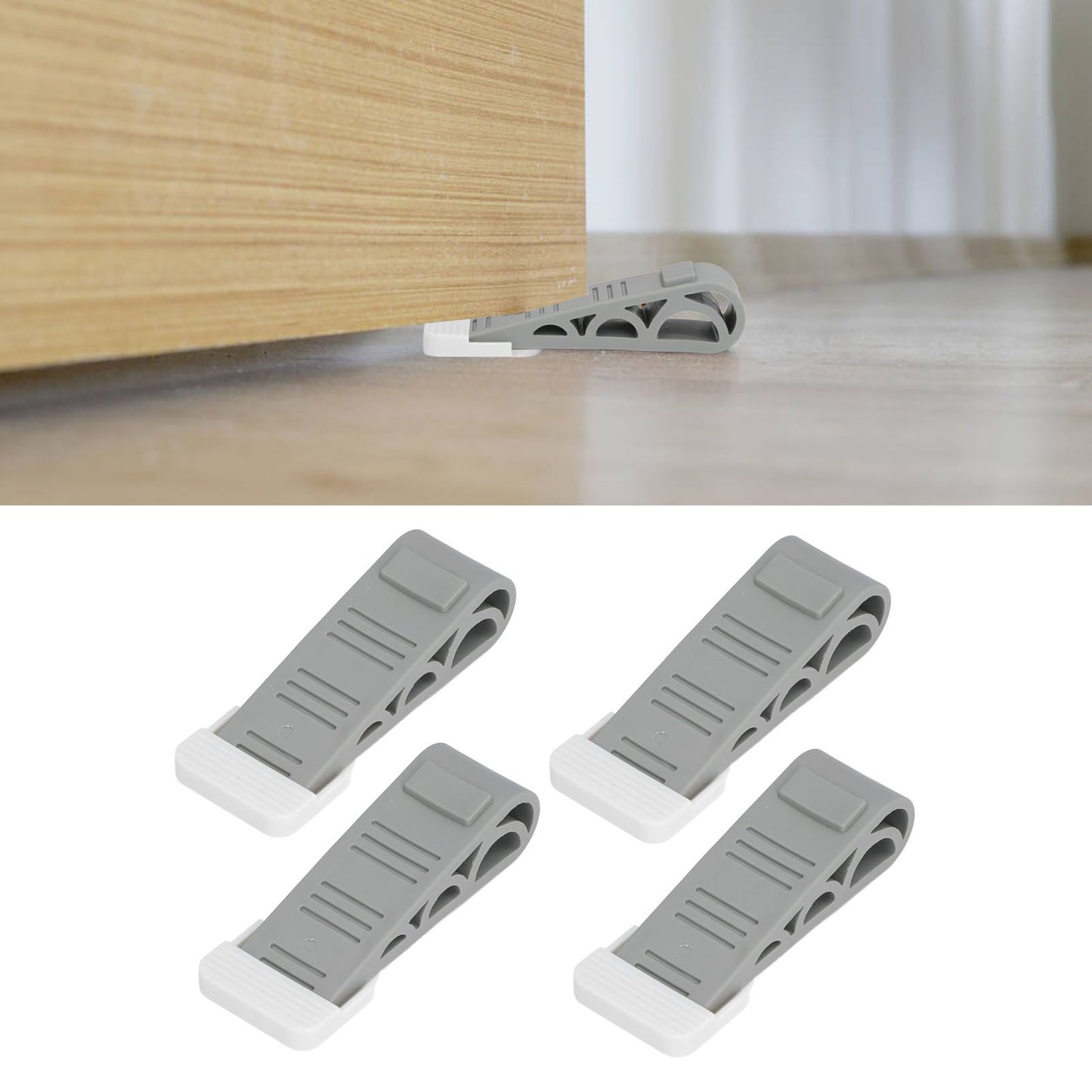 4PCS Stacked Door Stop Rubber Heavy Duty Door Bottom Stopper Door Wedge Stop for Home Office V1294-YM0523-3117210209811