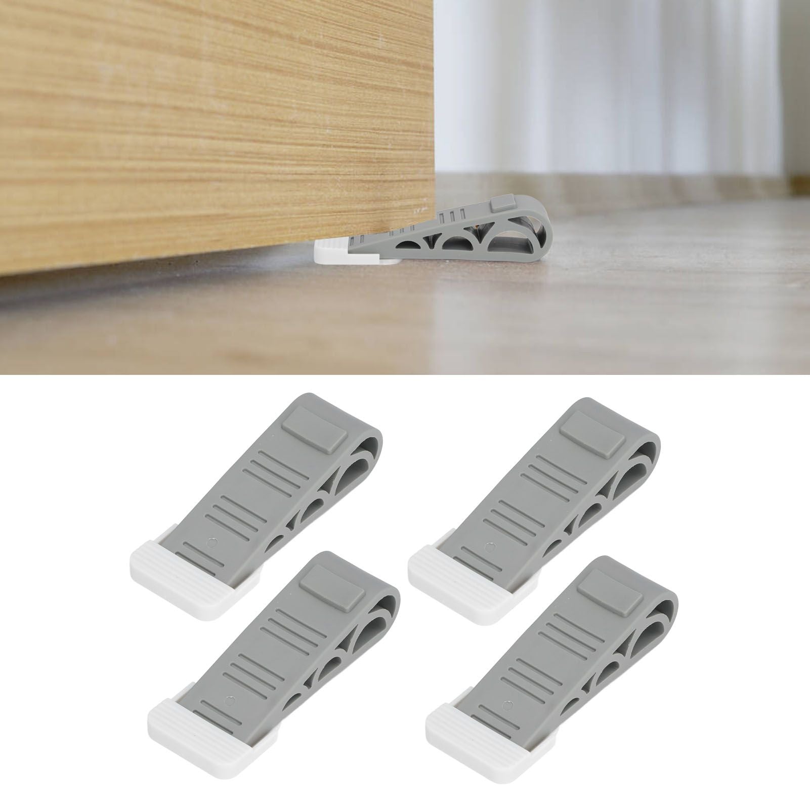 4PCS Stacked Door Stop Rubber Heavy Duty Door Bottom Stopper Door Wedge Stop for Home Office V1294-YM0523-3117210209811