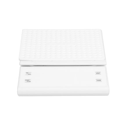 3kg/0.1g LED Display Electronic Scale Portable Timing Kitchen Coffee Scale with Non Slip Pads White V1294-YM0523-3117210210211