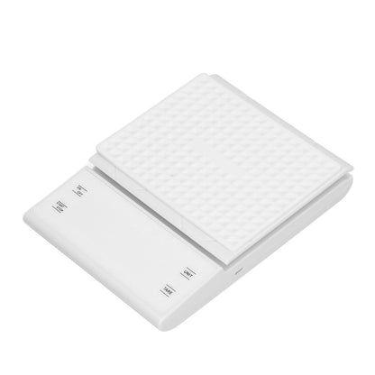 3kg/0.1g LED Display Electronic Scale Portable Timing Kitchen Coffee Scale with Non Slip Pads White V1294-YM0523-3117210210211