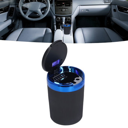 3W Luminous Car Ashtray with LED Light Lid Fireproof Smokeless Cigarette Ashtray for Home OfficeBlue V1294-YM0523-3117210210911