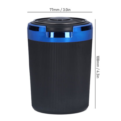 3W Luminous Car Ashtray with LED Light Lid Fireproof Smokeless Cigarette Ashtray for Home OfficeBlue V1294-YM0523-3117210210911