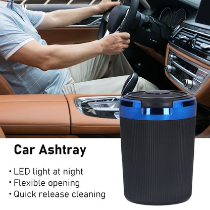 3W Luminous Car Ashtray with LED Light Lid Fireproof Smokeless Cigarette Ashtray for Home OfficeBlue V1294-YM0523-3117210210911