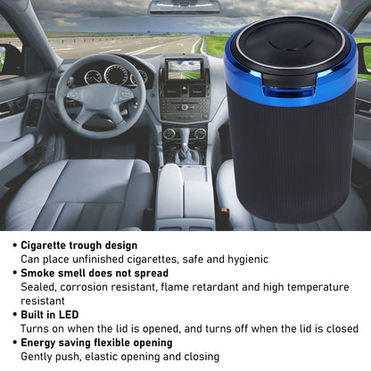 3W Luminous Car Ashtray with LED Light Lid Fireproof Smokeless Cigarette Ashtray for Home OfficeBlue V1294-YM0523-3117210210911