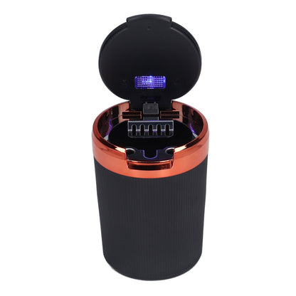 3W Luminous Car Ashtray with LED Light Lid Fireproof Smokeless Cigarette Ashtray for Home OfficeOrange V1294-YM0523-3117210210912