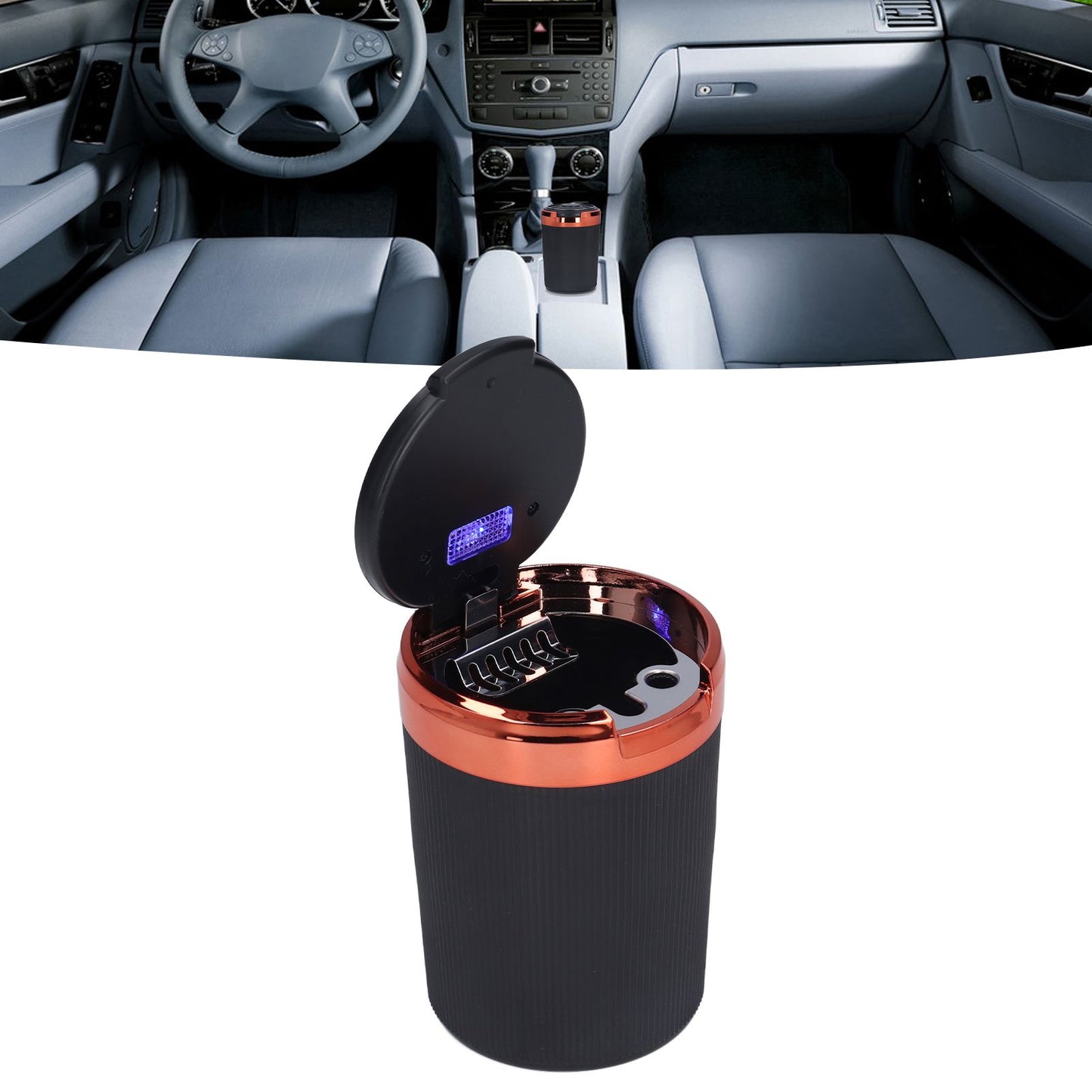 3W Luminous Car Ashtray with LED Light Lid Fireproof Smokeless Cigarette Ashtray for Home OfficeOrange V1294-YM0523-3117210210912
