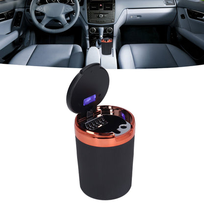 3W Luminous Car Ashtray with LED Light Lid Fireproof Smokeless Cigarette Ashtray for Home OfficeOrange V1294-YM0523-3117210210912