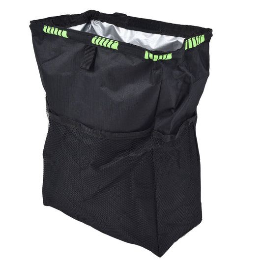 Car Garbage Storage Bag Waterproof Foldable Oxford Fabric Auto Litter Bin with Lid and Pockets Black V1294-YM0523-3117210211711