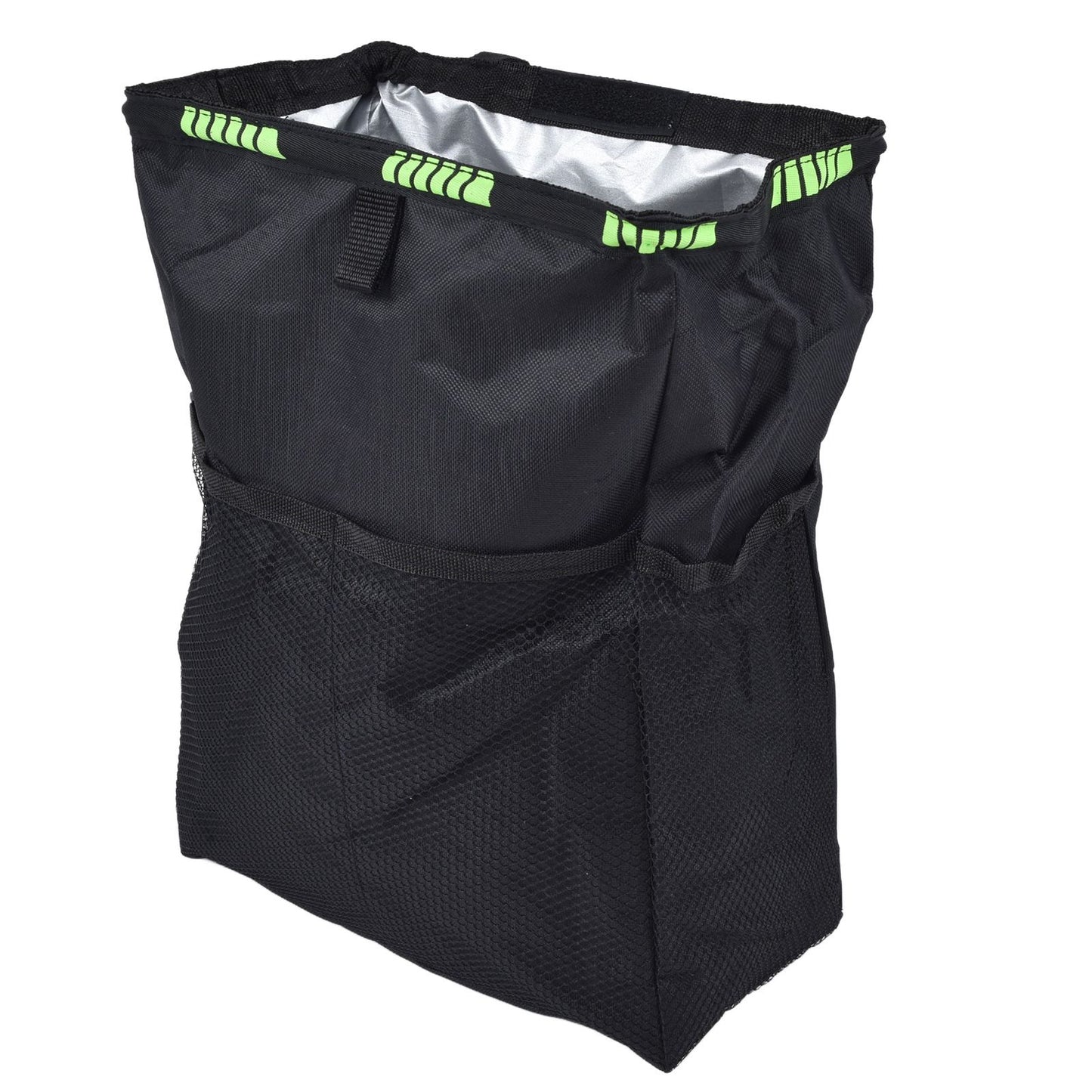 Car Garbage Storage Bag Waterproof Foldable Oxford Fabric Auto Litter Bin with Lid and Pockets Black V1294-YM0523-3117210211711