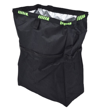 Car Garbage Storage Bag Waterproof Foldable Oxford Fabric Auto Litter Bin with Lid and Pockets Black V1294-YM0523-3117210211711