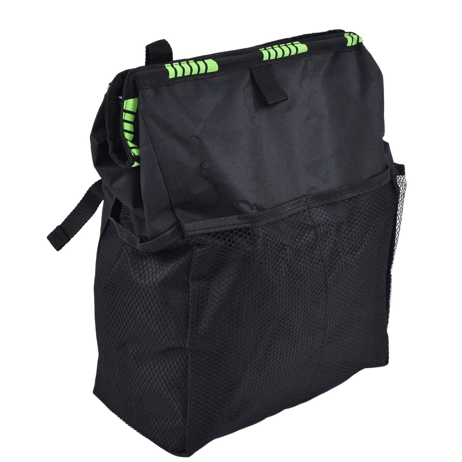 Car Garbage Storage Bag Waterproof Foldable Oxford Fabric Auto Litter Bin with Lid and Pockets Black V1294-YM0523-3117210211711